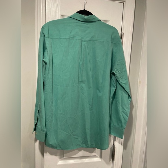 Chaps Mens size M Kelly Green Easy Care Long Sleeve Button Down Shirt Logo - Picture 8 of 11